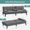02 Modern 3-in-1 Convertible Loveseat Sofa Bed with Adjustable Backrest & Cup Holders – Space Saving Futon Couch