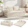 05 Luxury Corduroy Convertible Floor Sofa Bed – 3-in-1 Foldable Lounge Couch with Pillows (Space Saving Design)