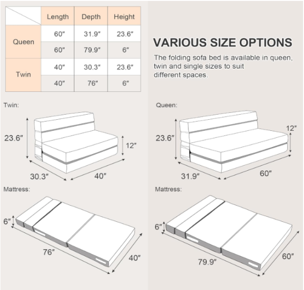 09 Premium 4-in-1 Convertible Folding Floor Sofa Bed – High Density Foam Lounge Couch for Modern Living