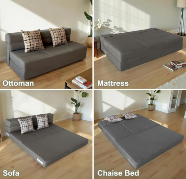 10 Premium 4-in-1 Convertible Folding Floor Sofa Bed – High Density Foam Lounge Couch for Modern Living