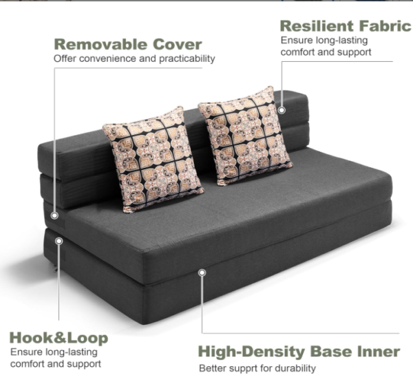 11 Premium 4-in-1 Convertible Folding Floor Sofa Bed – High Density Foam Lounge Couch for Modern Living