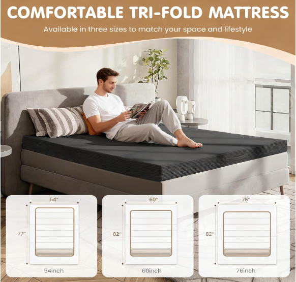 19 5-in-1 Convertible Tri-Fold Sofa Bed – Corduroy Boneless Couch with Removable Cover & Armrests