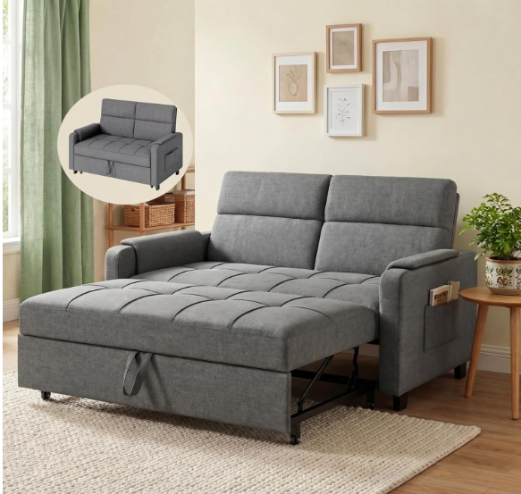 3-in-1 Convertible Sleeper Sofa Chair Bed – Adjustable Pull-Out Loveseat with High Density Foam