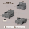 3-in-1 Convertible Sleeper Sofa Chair Bed – Adjustable Pull-Out Loveseat with High Density Foam