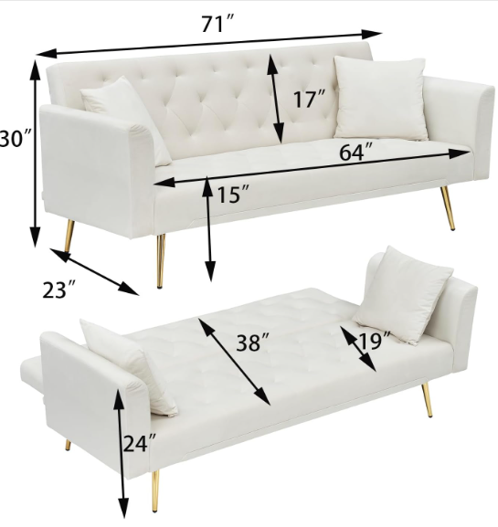31 Modern 3-in-1 Convertible Recliner Sofa Bed – Adjustable Backrest Lounge Couch for Small Spaces