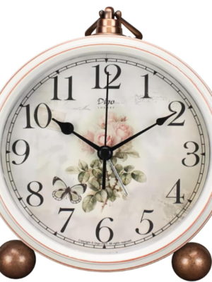 Vintage Silent Analog Table Clock – Classic Decorative Metal Desk Clock for Bedroom & Home Décor