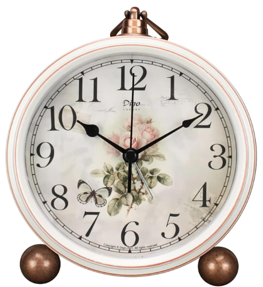 Vintage Silent Analog Table Clock – Classic Decorative Metal Desk Clock for Bedroom & Home Décor