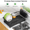 Compact Space-Saving Dish Drying Rack with Drain Spout – Rust Resistant Kitchen Counter Organizer