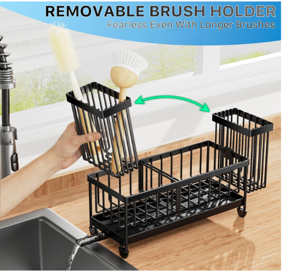 51 Premium Stainless Steel Kitchen Sink Caddy Organizer – Rustproof Sponge Holder with Rotating Drain Spout