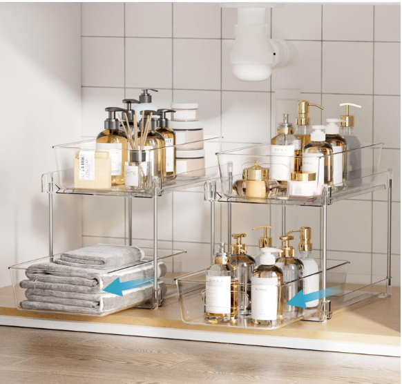 56 4-Piece Clear Pantry Organizer Bin Set – Stackable Kitchen Storage Containers with Built-In Handles